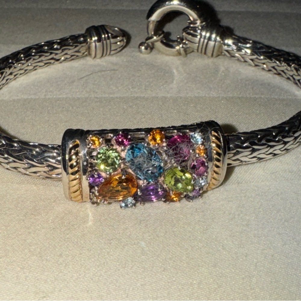 Effy Multicolor Gemstone Silver Bracelet with Gold Accents